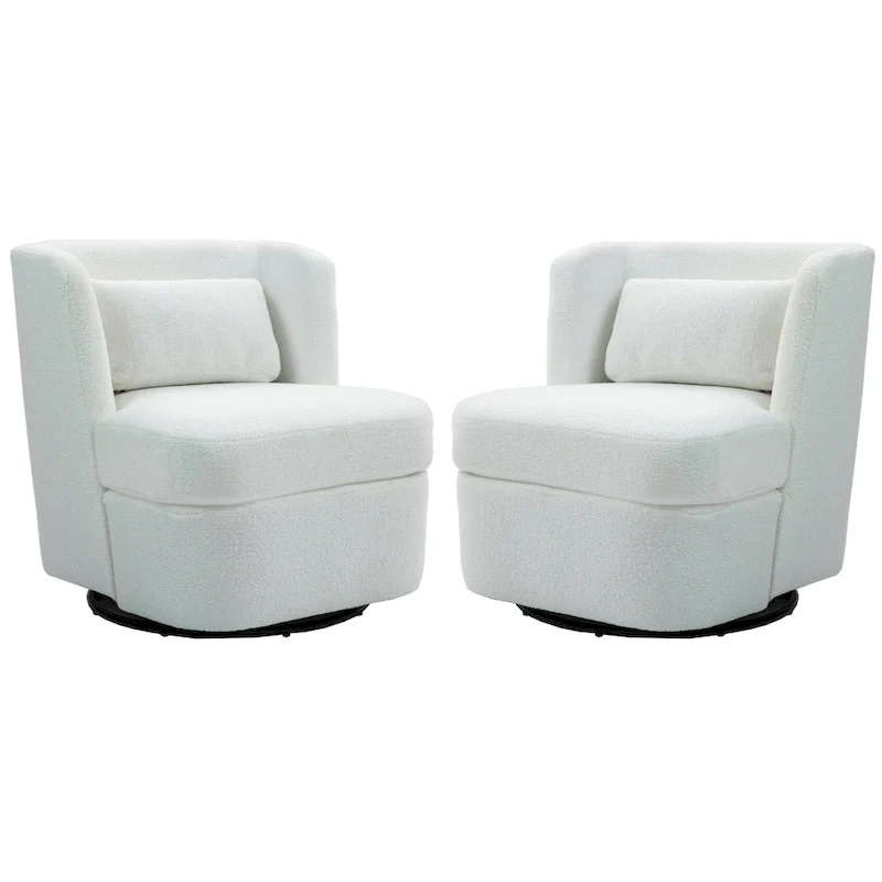 Swivel Accent chairs With Boucle Linen Fabric Set of 2
