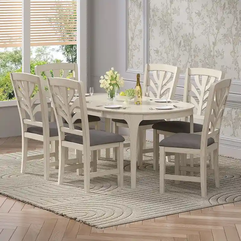 VECELO 5/7 Piece Dining Table Set Consist of an Oval Dining Room Table