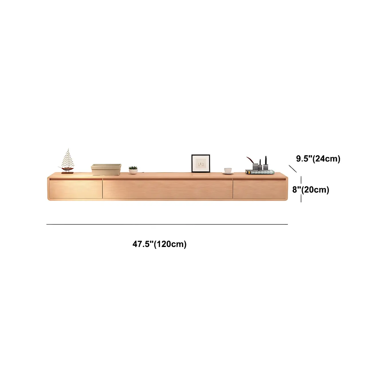 Scandinavian Wood Floating TV Stand with Cabinet