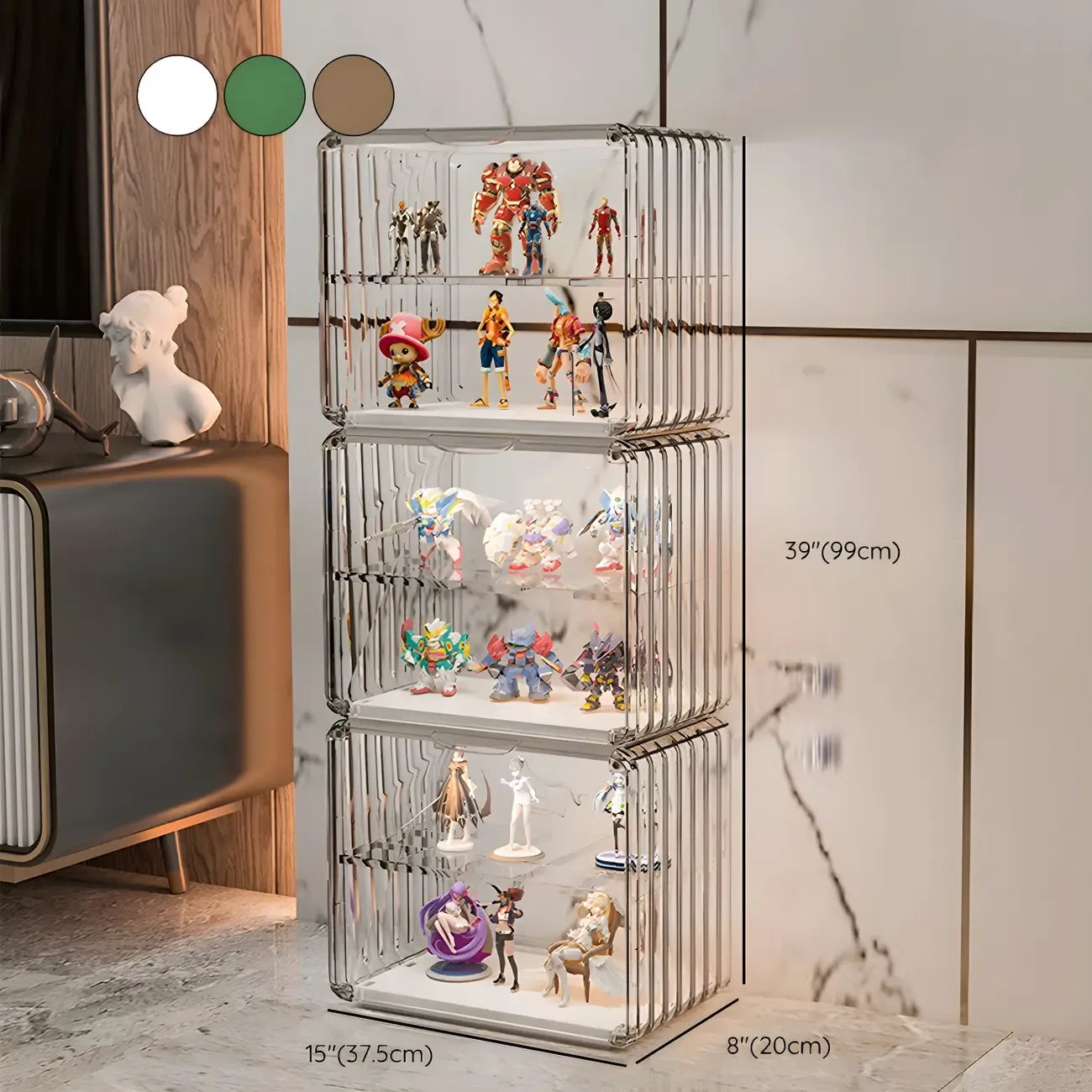 Stylish Stackable Green Clear Acrylic Display Cabinet