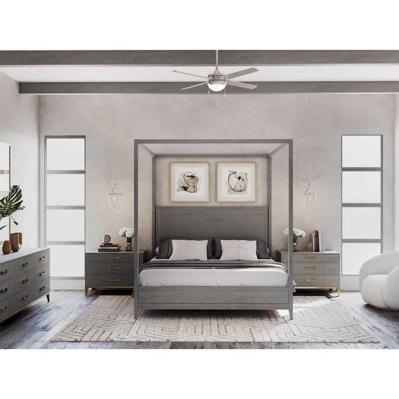 McLennan II Collection 52 in. Four-Blade Brushed Nickel Transitional Ceiling Fan with LED Light Kit - 52 in x 52 in x 14.31 in