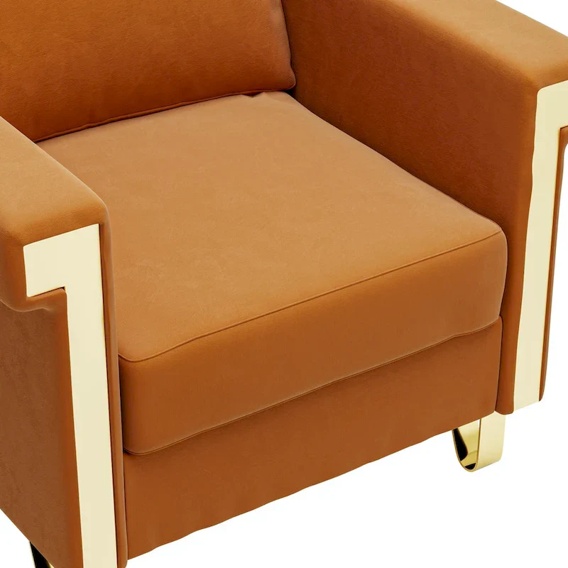 Velvet Accent Chair with Removable Cushions and Metal Legs