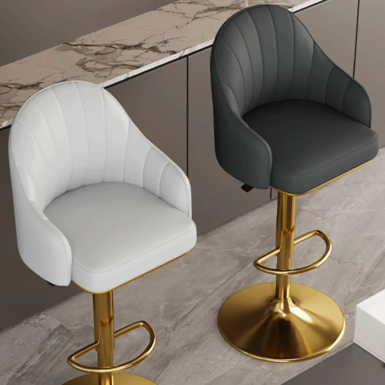 Low Back Adjustable Modern Leather Swivel Bar Stool