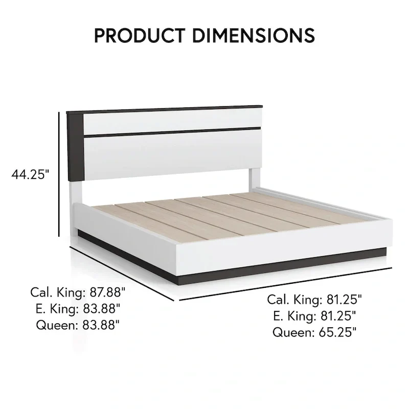 Furniture of America Conjira Modern 2-Piece White Wood Platform Bed and Nightstand Set