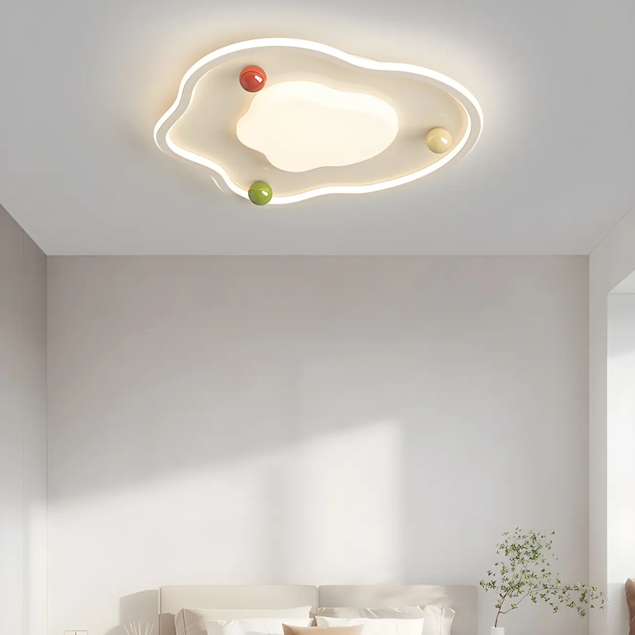 White Round Chic LED Dimmable Flush Mount Ceiling Light