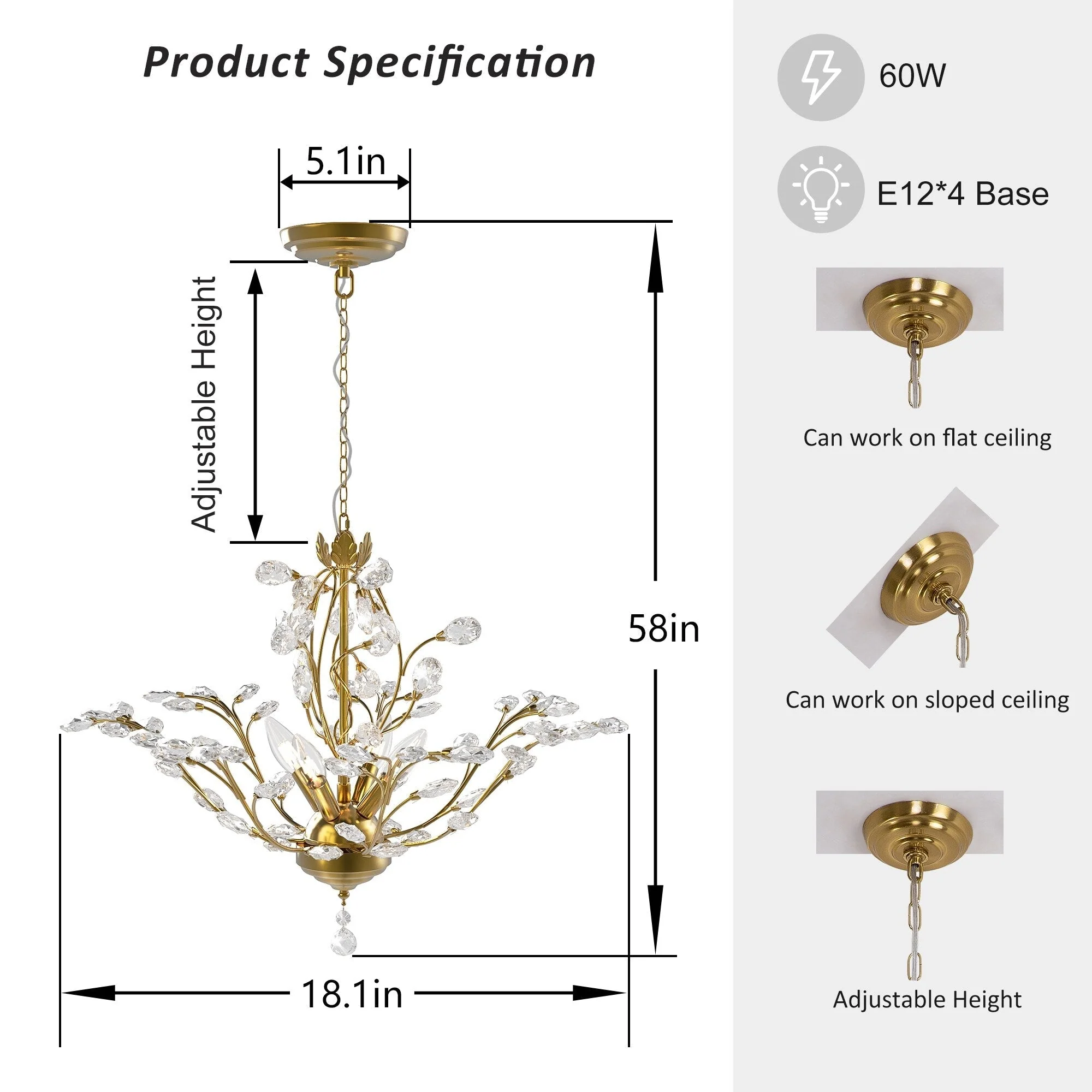 Maxax 4 - Light Unique Classic / Traditional Chandelier with Crystal Accents