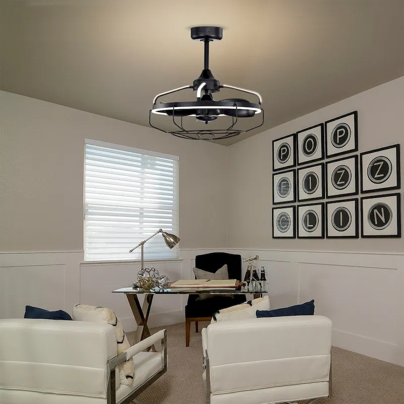 Dhooma 25 Inch Chrome Finished Modern LED Ceiling Fandelier with Remote - N/A