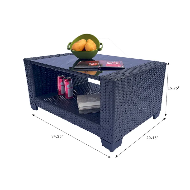 7-Piece PE Rattan Wicker Cushioned Sofa Set