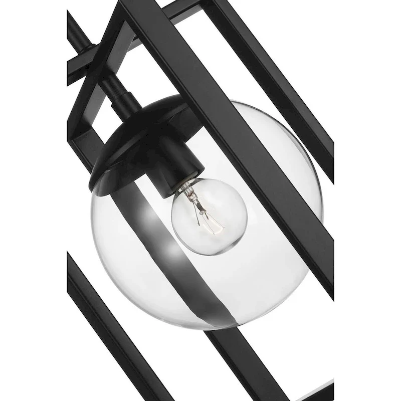 Atwell Collection One-Light Matte Black Clear Glass Luxe Pendant Light - 15.750  x 16.340  x 11.810