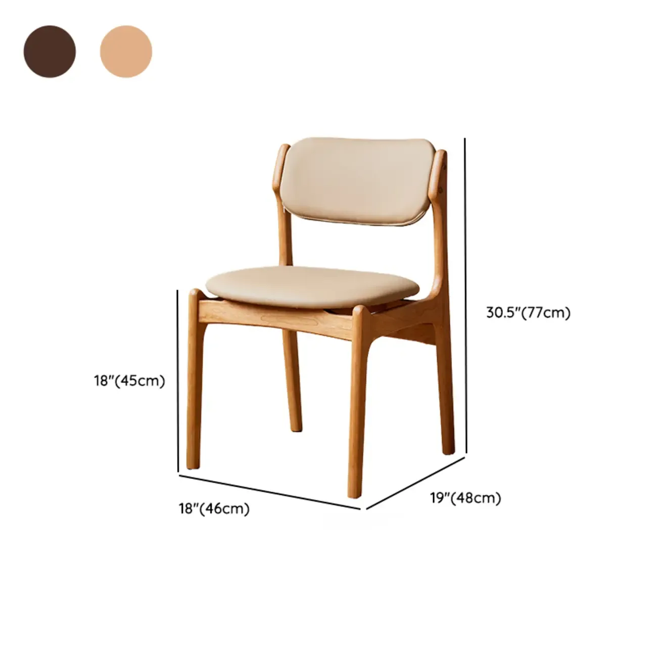 Rustic Open Back Wooden Faux Leather Dining Chair Set of 2