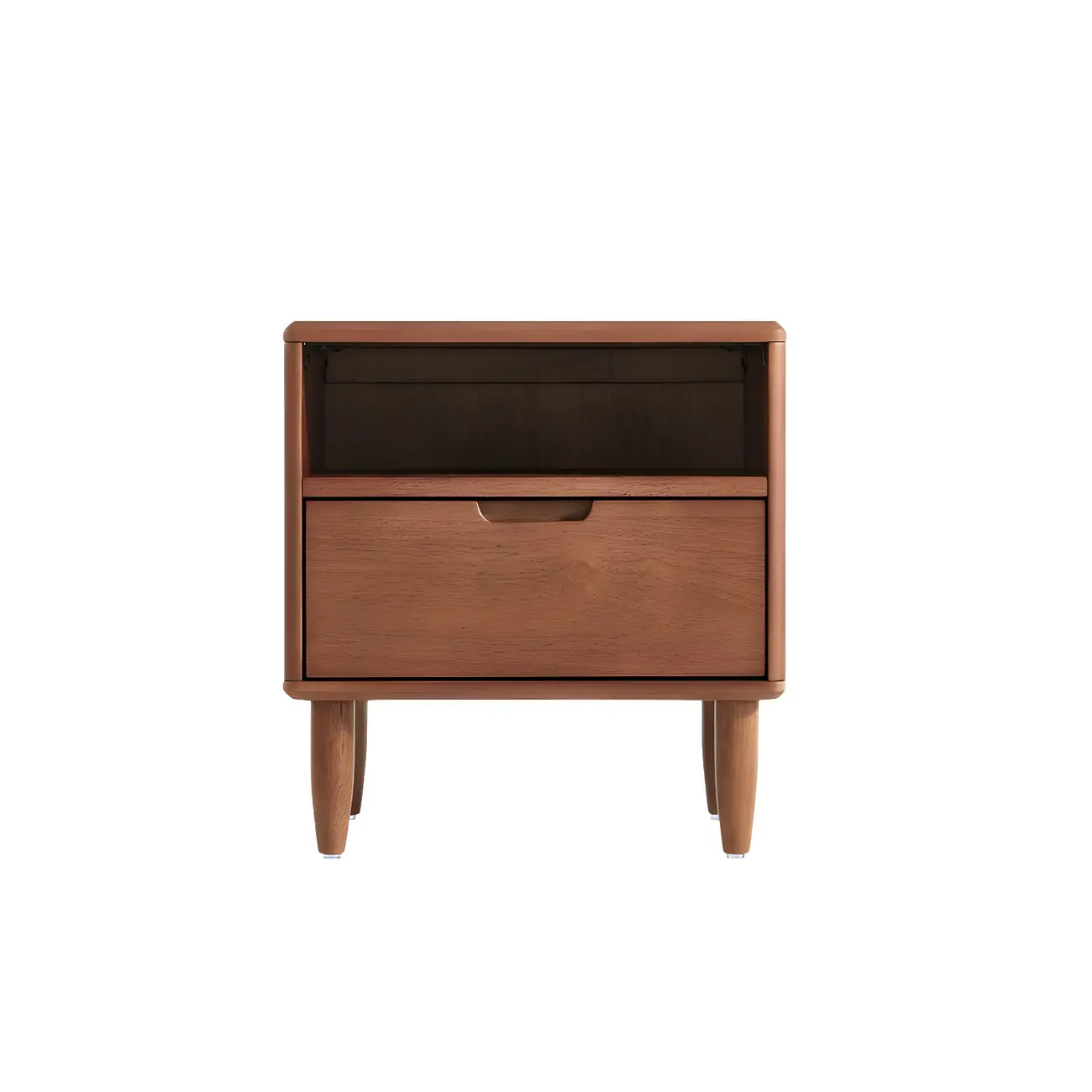 Narrow Brown 2-Tier Wood Nightstand for Bedroom