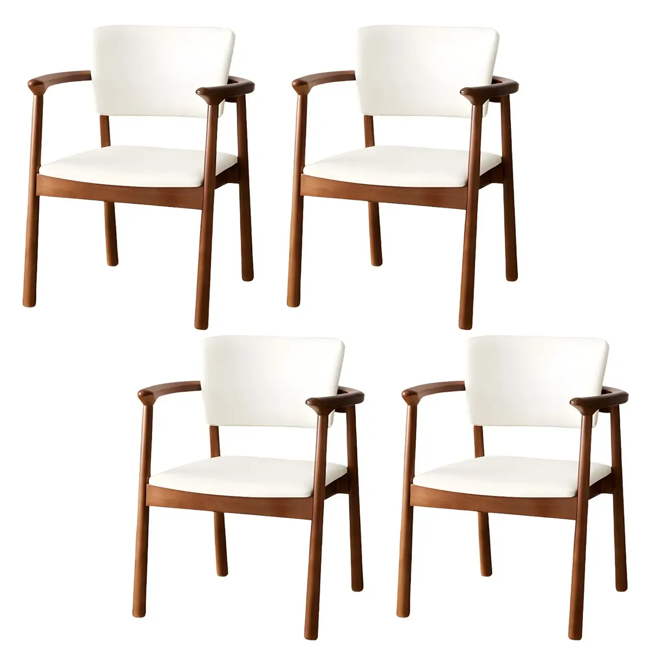 Modern Upholstered Rubberwood Arm Dining Chair Set of 2