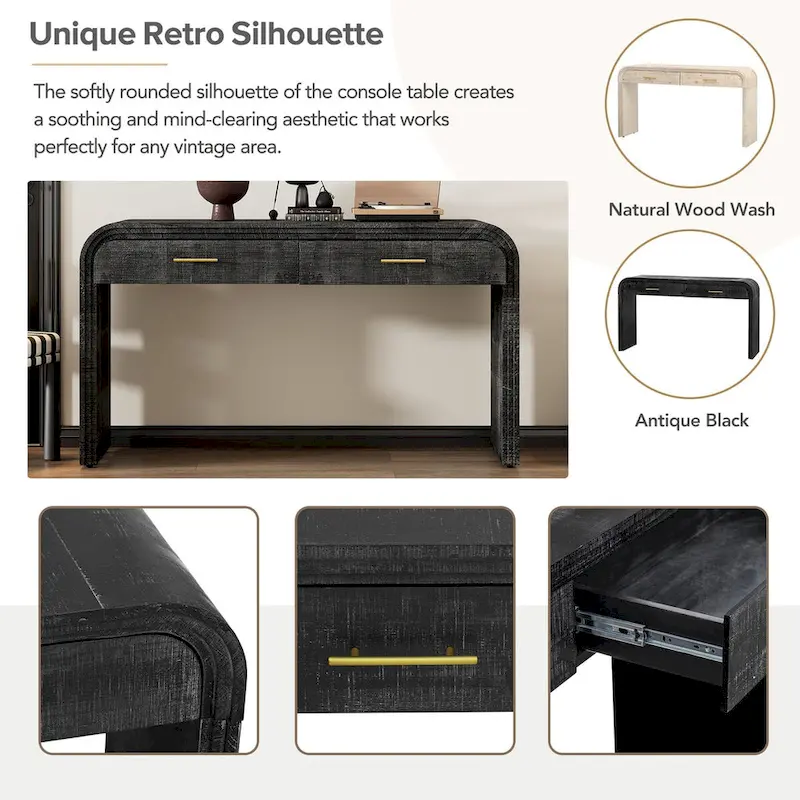 Nestfair Unique Retro Silhouette Console Table with Two Drawers