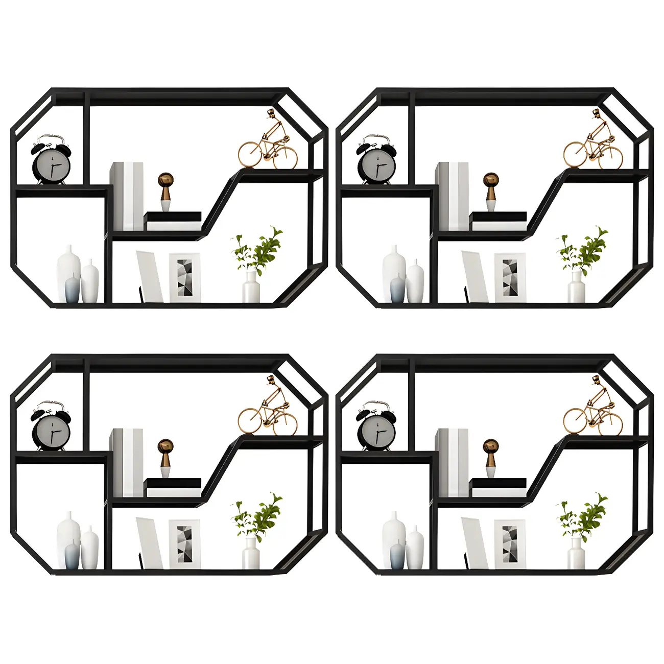 Simple Metal Black Wall-Mounted Wine Bottle Rack