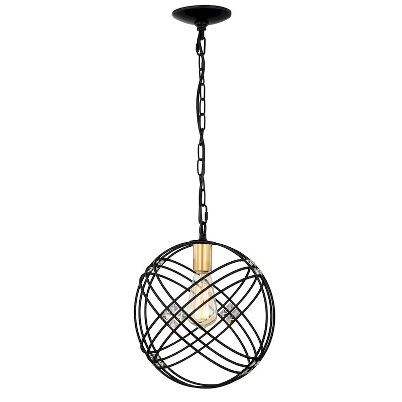 Jaipem 12 Inch Modern Matte Black Crystal Pendant Ceiling Light