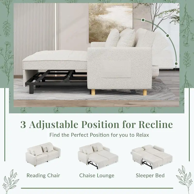 AECOJOY 3-in-1 Sofa Bed Double Sleeper Chair Bed