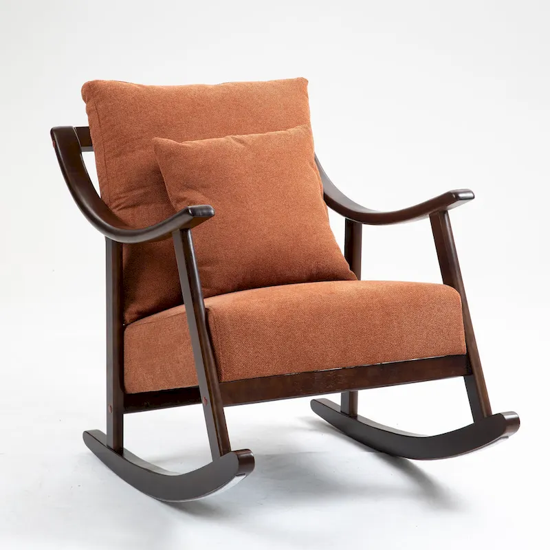 Linen Solid Wood Rocking Arm Chair