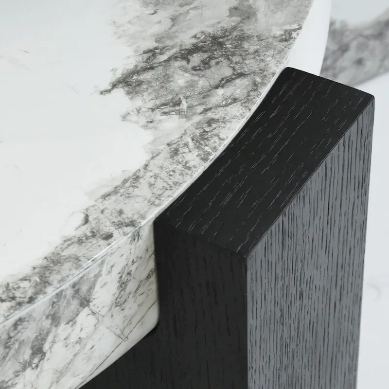 Modern Round Nesting Coffee Table Set of 2 With Glass Top