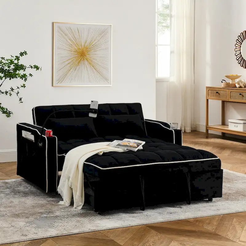 55.51 inch versatile foldable sofa bed in 3 lengths