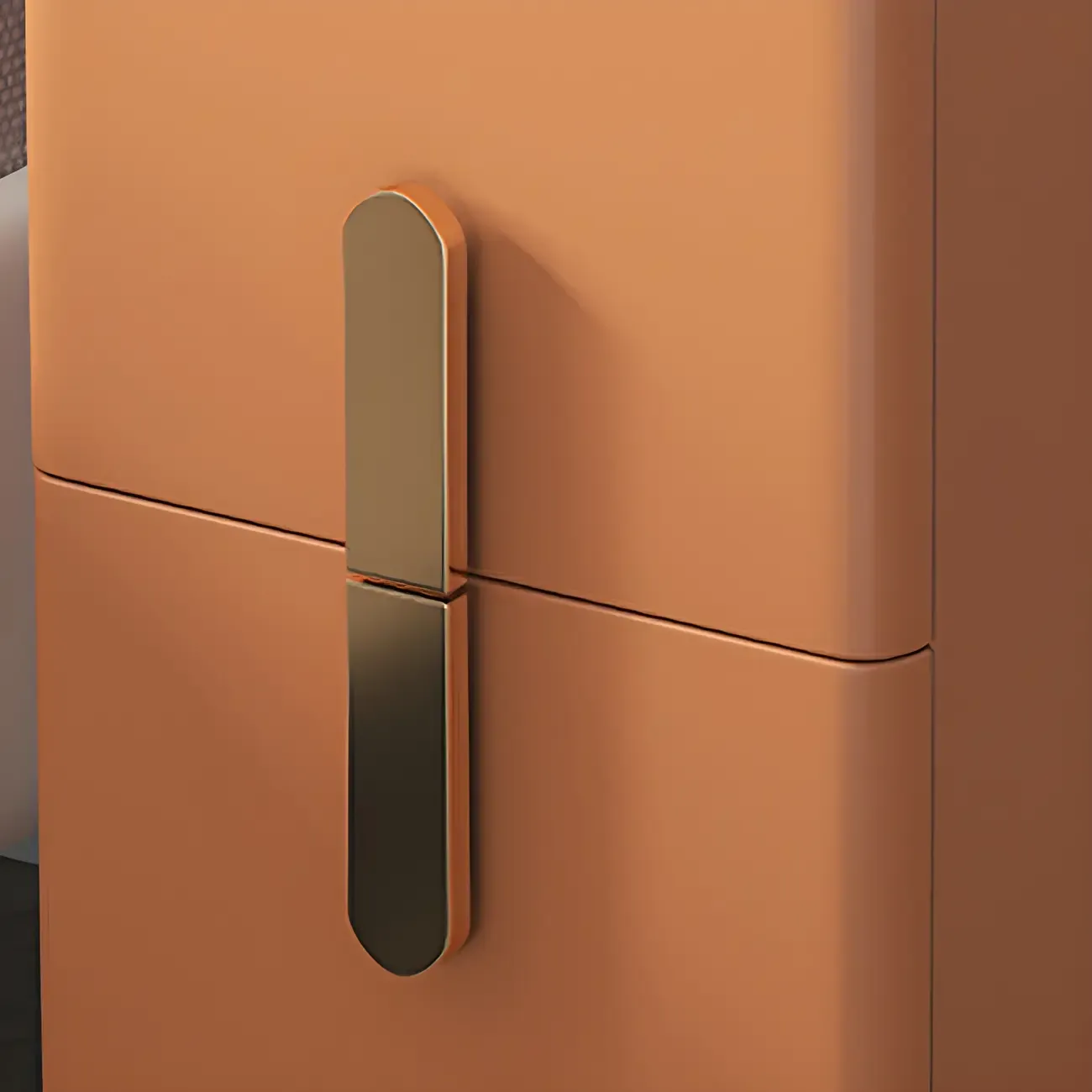 Modern Stone Countertop Faux Leather Nightstand with 2 Drawers