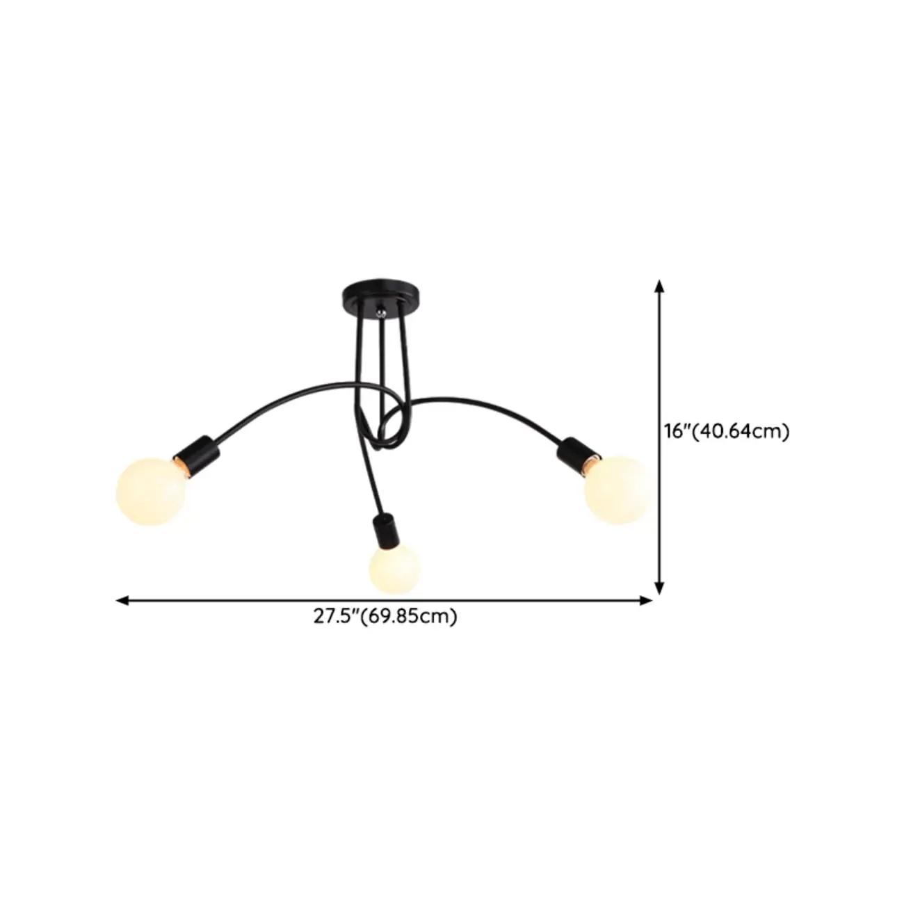 Industrial Linear Sputnik Semi Flush LED Ceiling Light