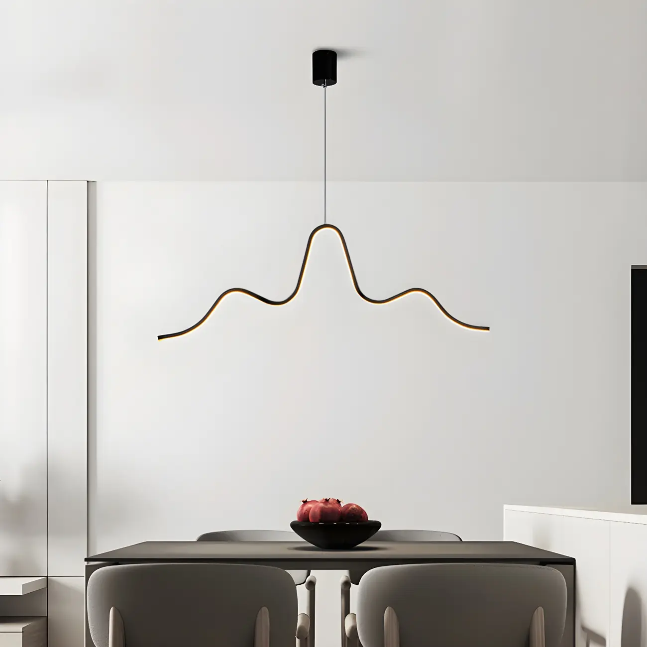 Artistic Black Linear Adjustable Island Pendant Light