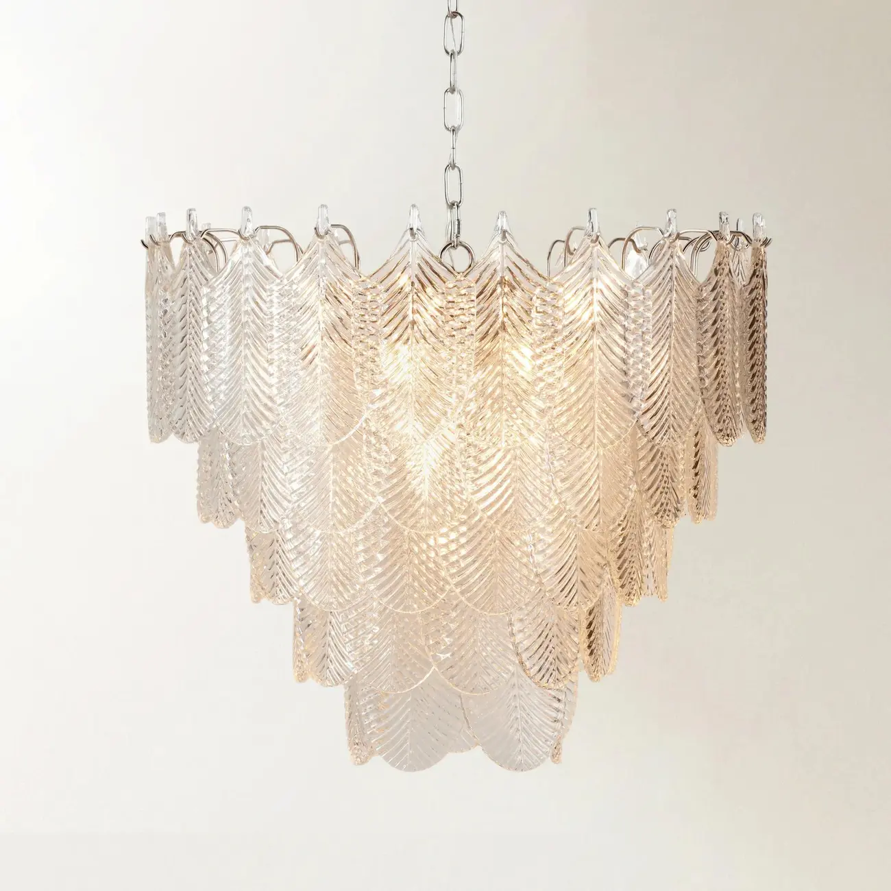 Elegant Leaf-Shaped Glass Crystal Chandelier