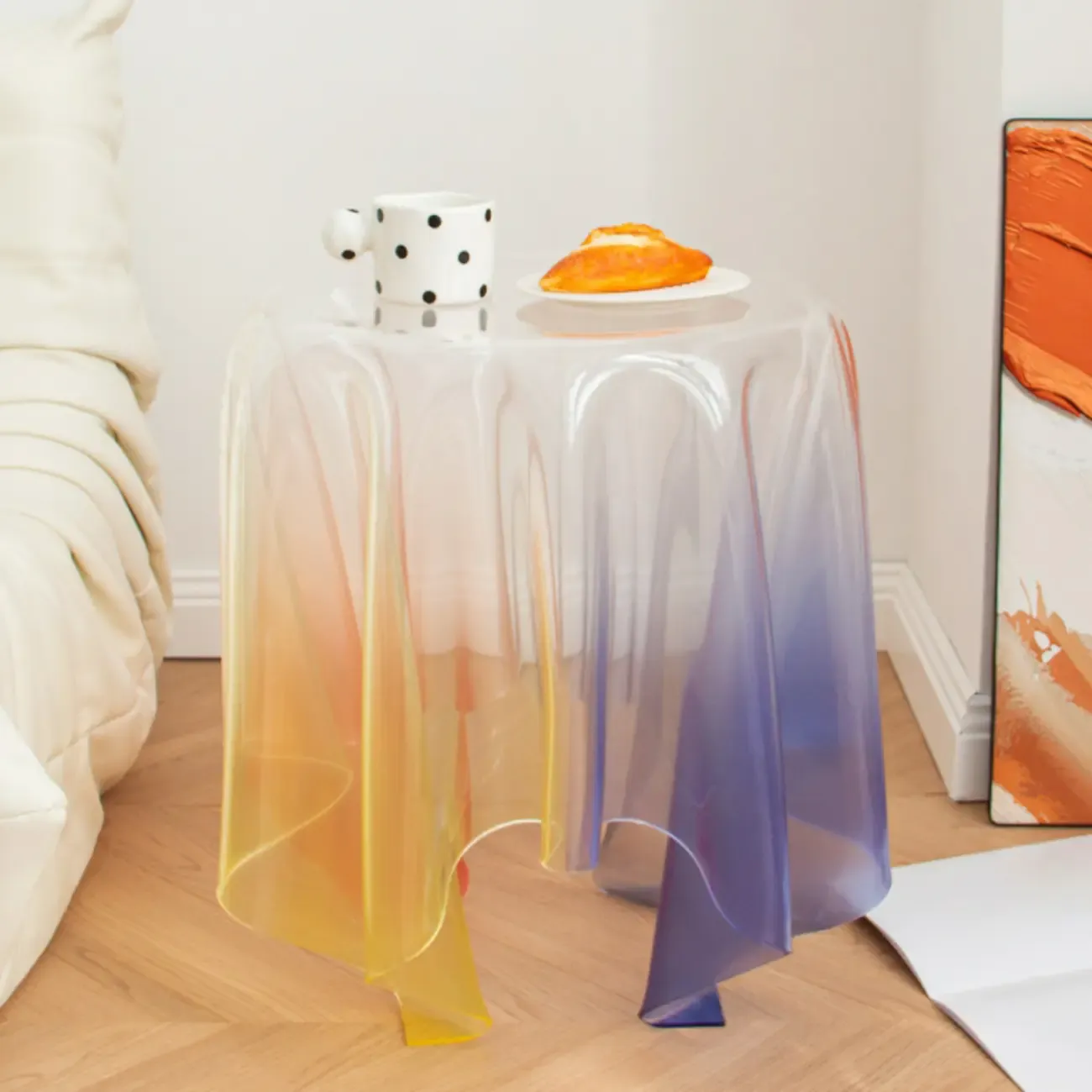 Scandinavian Clear Acrylic Round End Table