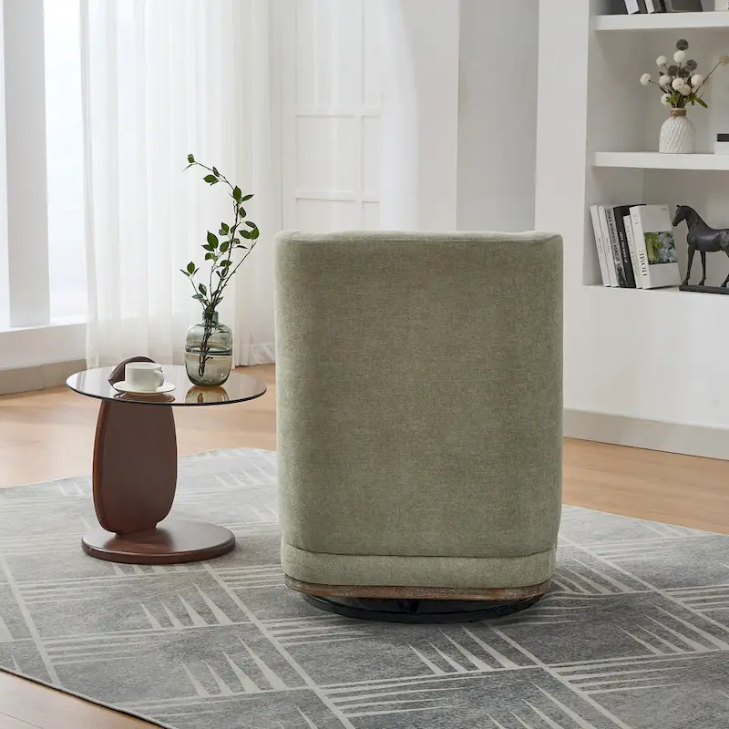 25 Seat Wide Chenille Office Accent Chair with 360 Swivel Metal Base