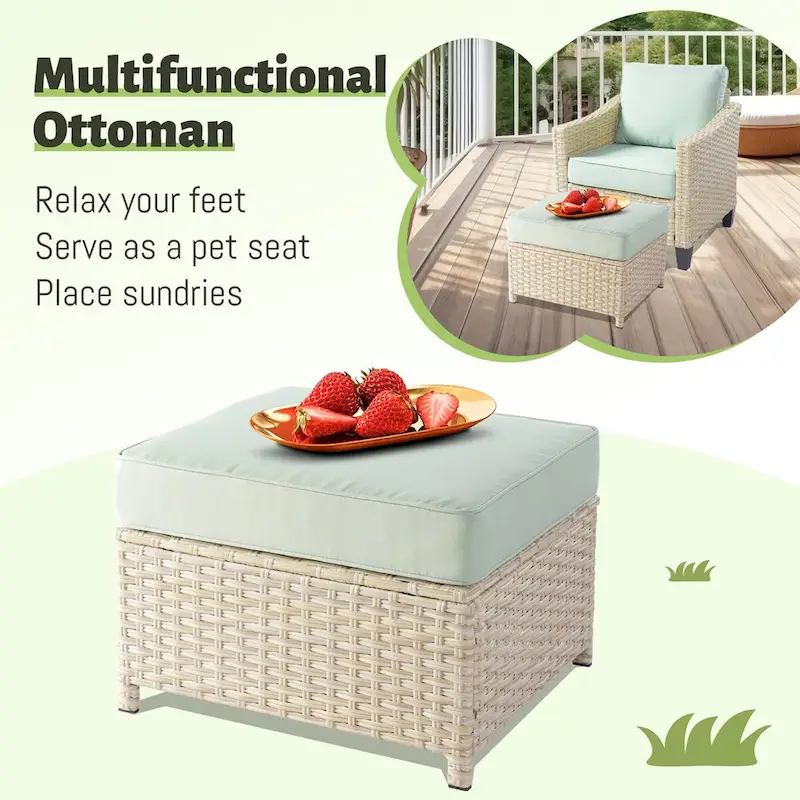 HOOOWOOO 8-piece Wicker Patio Furniture Conversation Sofa Set