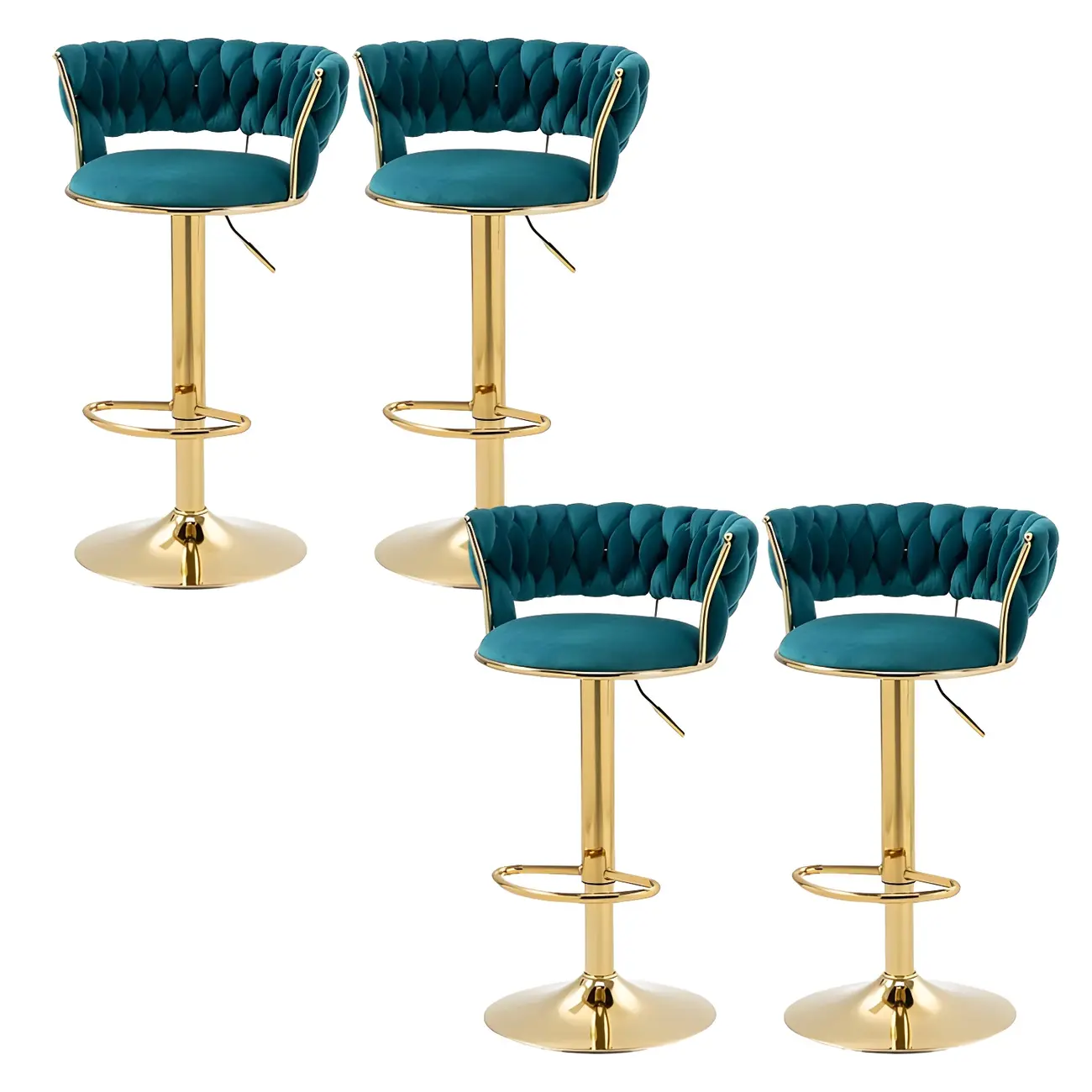 Gold Base Low Back Adjustable Swivel Bar Stool