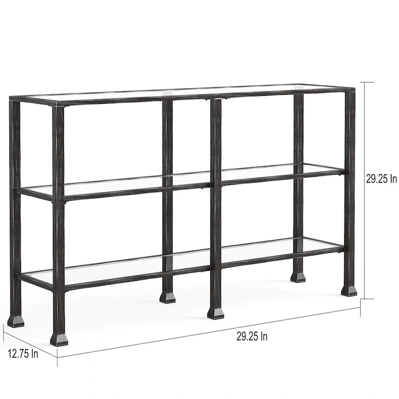 SEI Furniture Esther 3-tier Black Metal and Glass Console Table