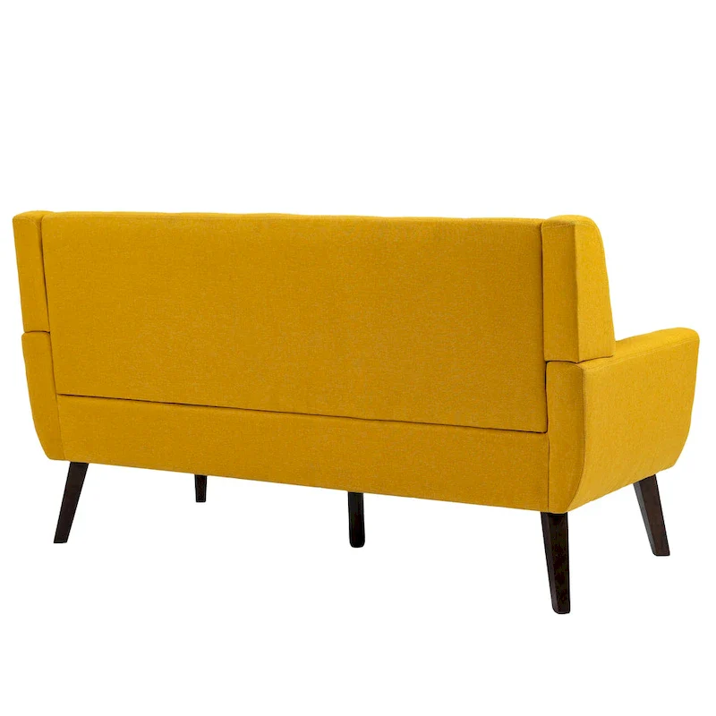 Tufted Linen/Cotton 2-Seater Sofa with Pillows