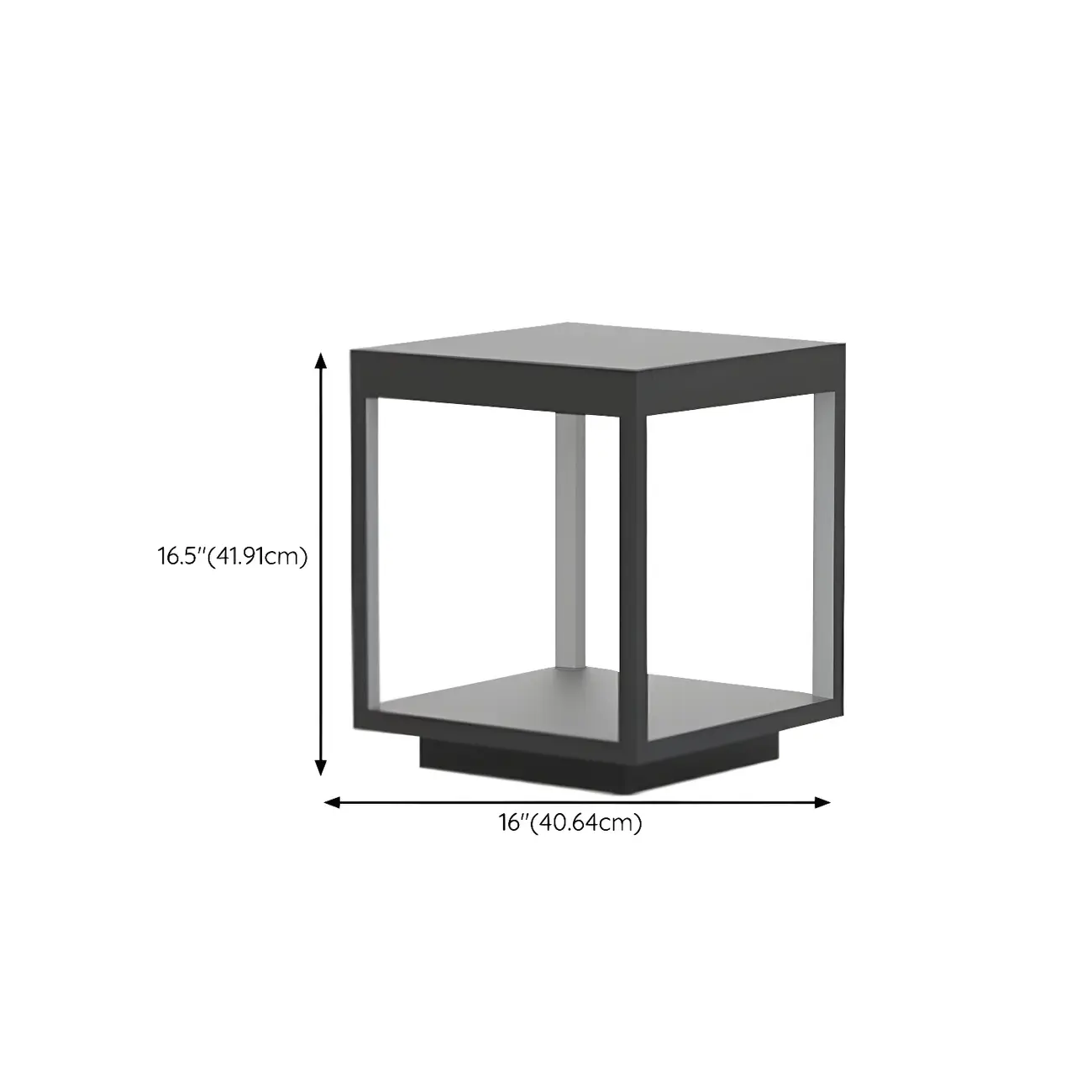 Black Metal Open Cube Ambient Post Cap Light