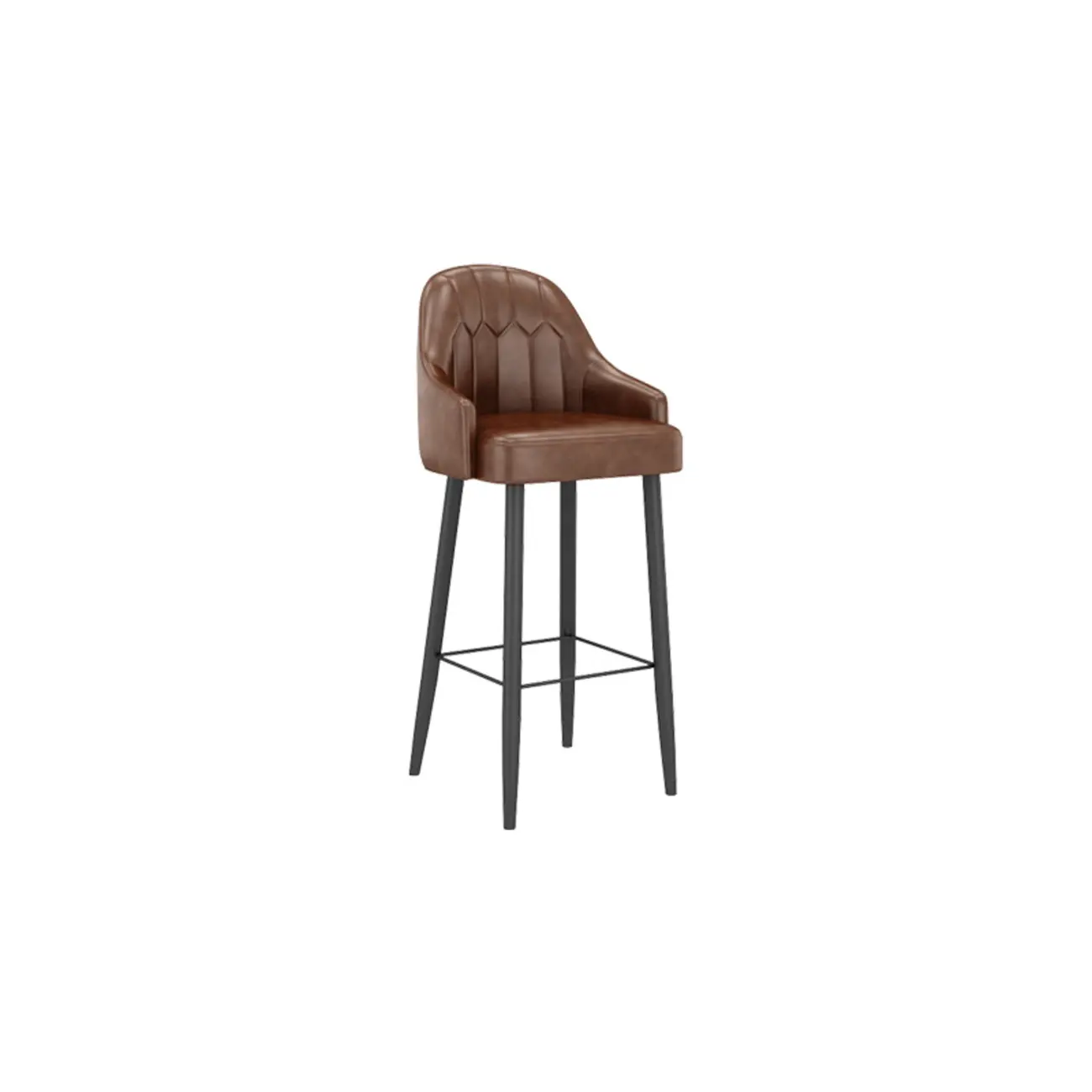 Mid-century Modern Saddle Brown Bucket Upholstered Leather Bar Stools
