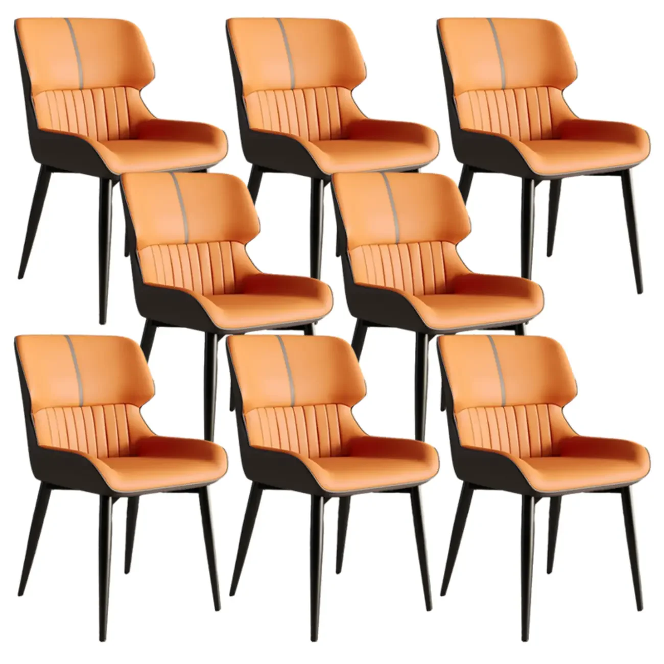 Leather Low Solid Back Armless Dining Side Chair