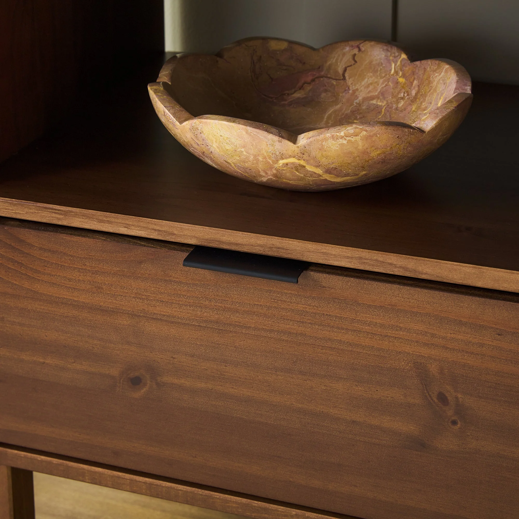 Elias Modern Curved-Frame Solid Wood Nightstand