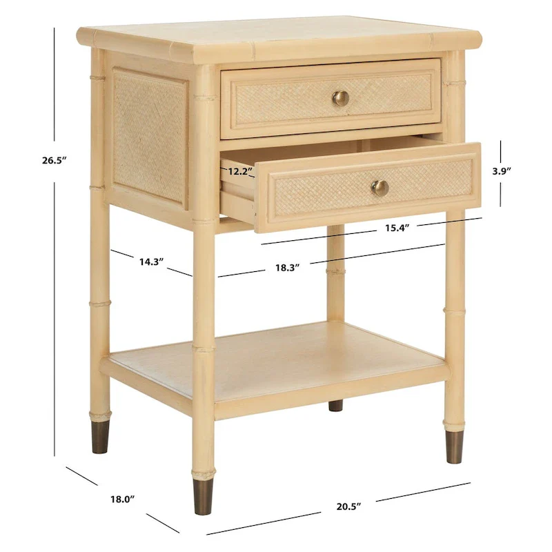 SAFAVIEH Dessa 2-Drawer 1-Shelf Accent Table. - 21 W x 18 D x 27 H - 21Wx18Dx27H