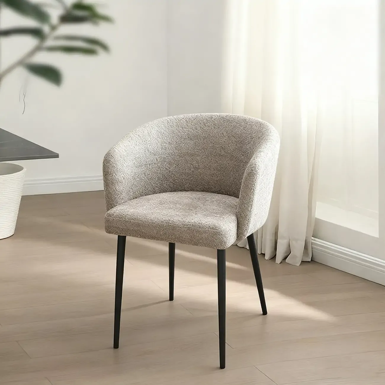 Modern Chenille Upholstered  Metal Leg Dining Chair