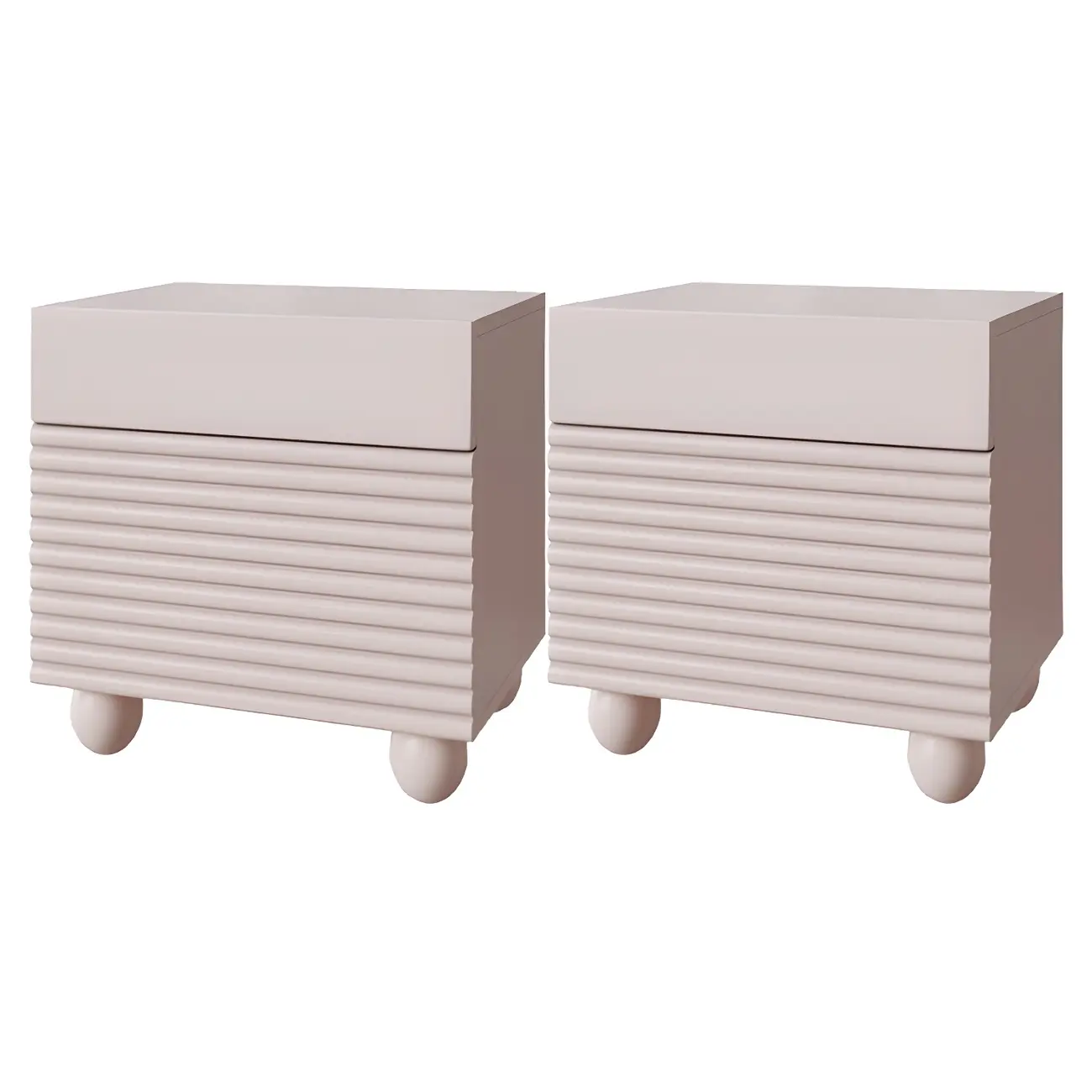 Narrow Cubic 2-Drawer Wood Small Bedside Table