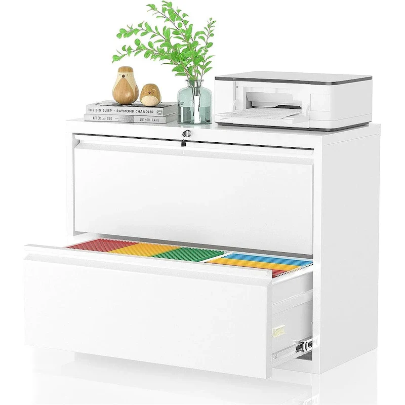 36W 2 Drawer Metal Lateral File Cabinet with Lock