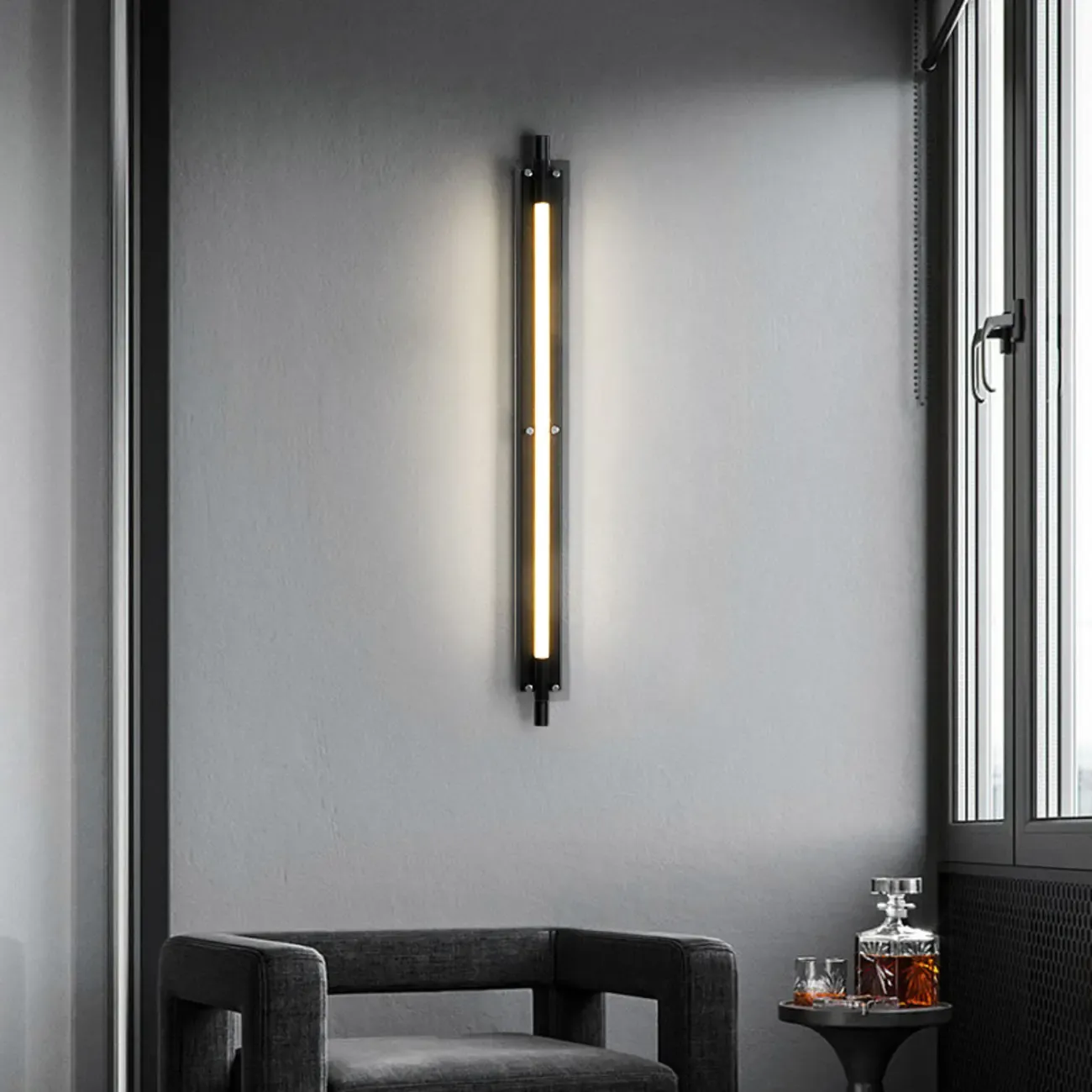Modern Black Metal Linear Plastic Shade Wall Sconce