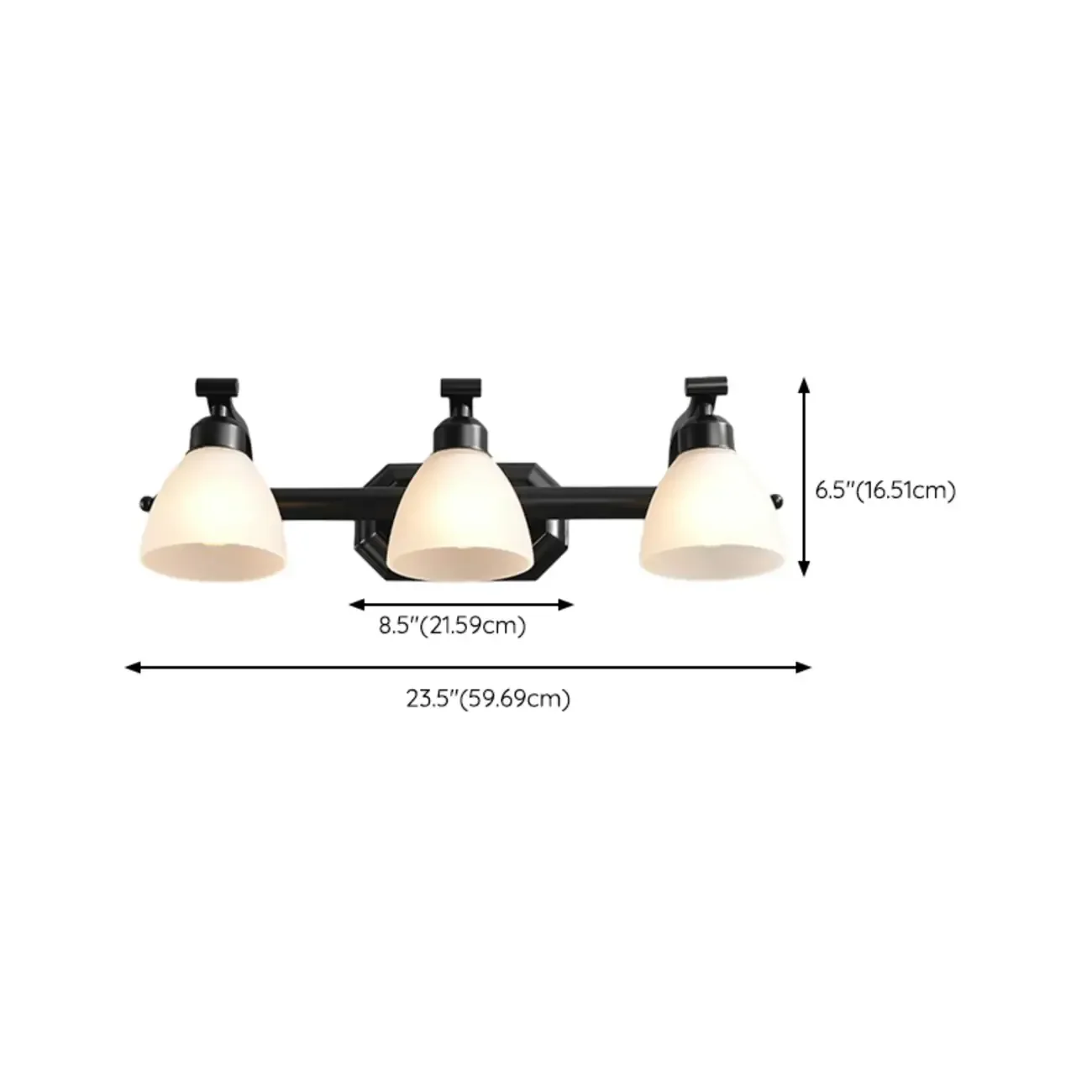 Modern Metal Bathroom Vanity Light with Frosted Glass