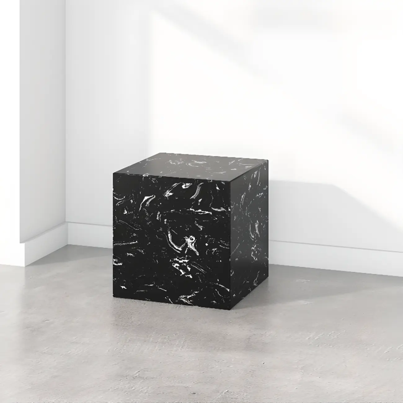 Minimalist Marble Square Block End Table