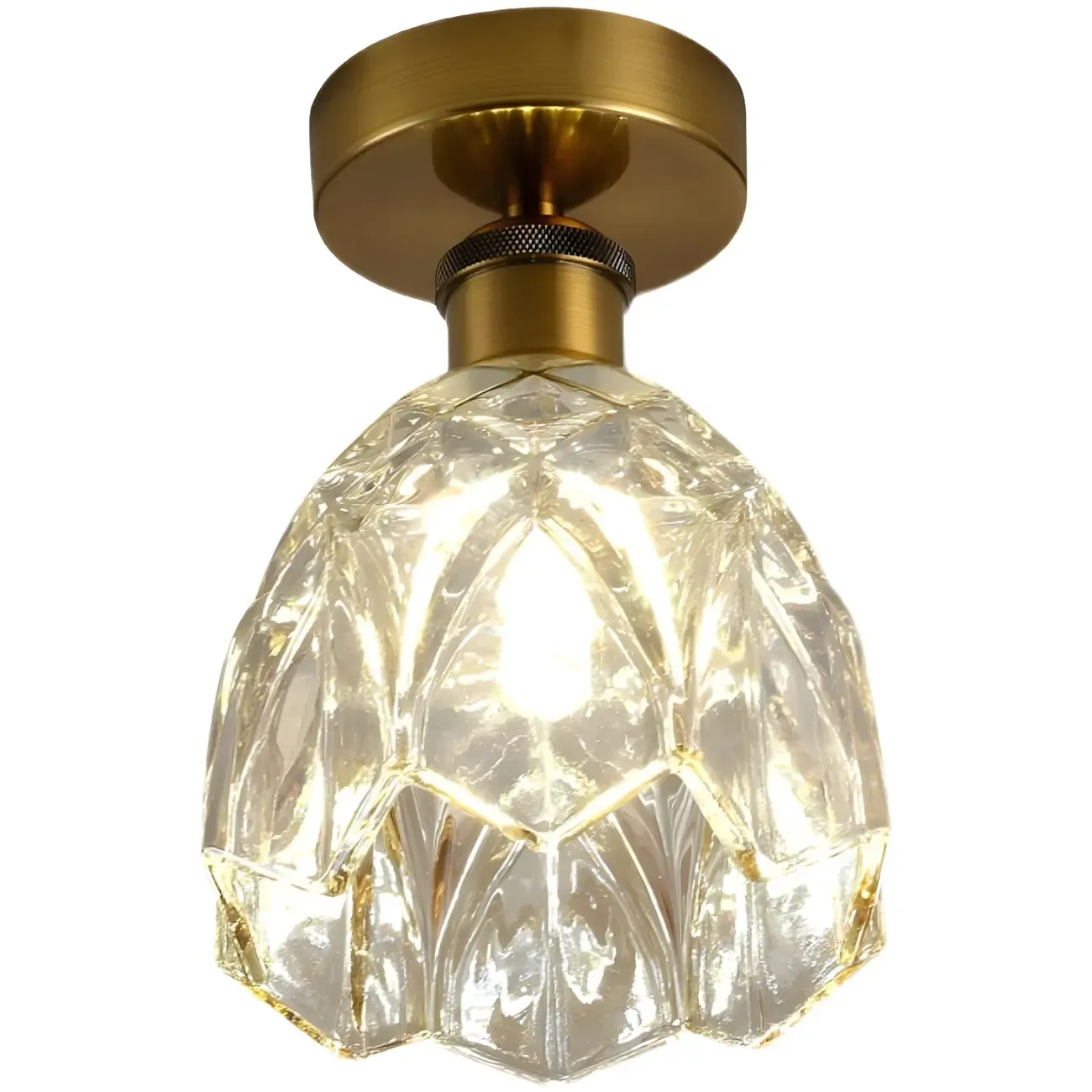 Black Conical Clear Glass Modern Semi Flush Ceiling Light