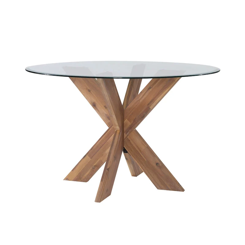 Allard X-base Round Glass Dining Table (Table Only)