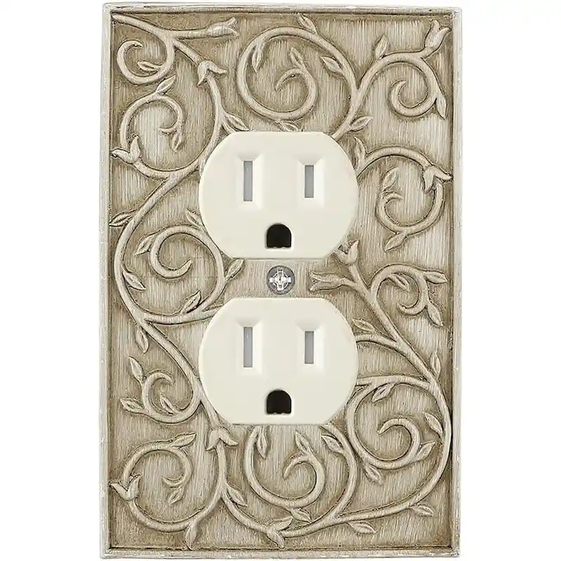 Meriville French Scroll Electrical Outlet Wall Plate Cover, Hand Painted