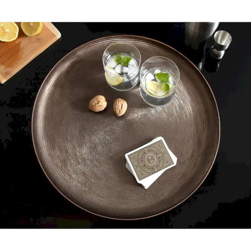 Kate and Laurel Stovring Round Metal Tray - 16  Diameter