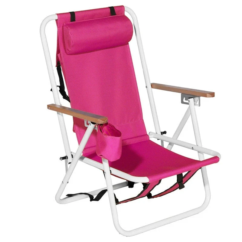 Folding Chair Set of Two with Headrest Cup Holder - 23 x 21.7 x 31.5 in