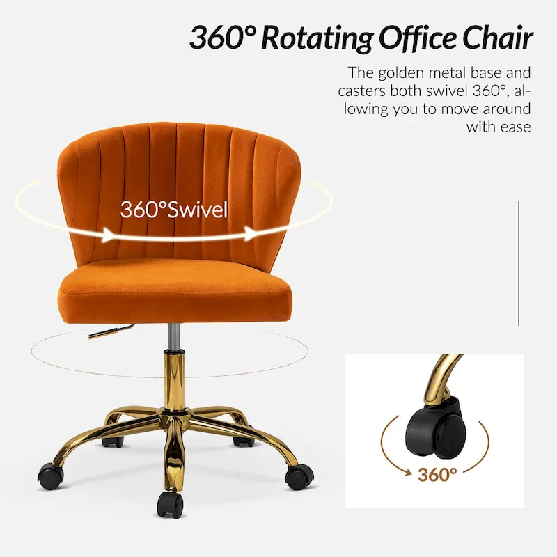 Ilia Modern Velvet Wingback 360 degree Ergonomic Office Task Chair with Channel Tufted Back by HULALA HOME